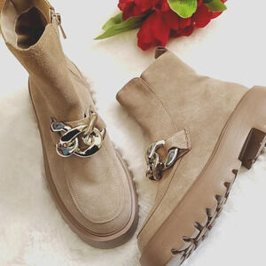 Steve Madden Cleo Chunky Chain Leather Boots